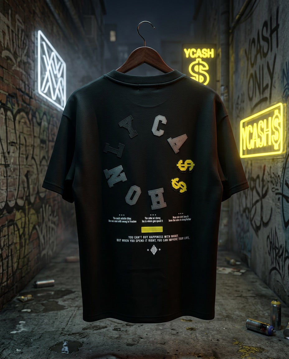 Playera YCASH$ Only Cash Negro